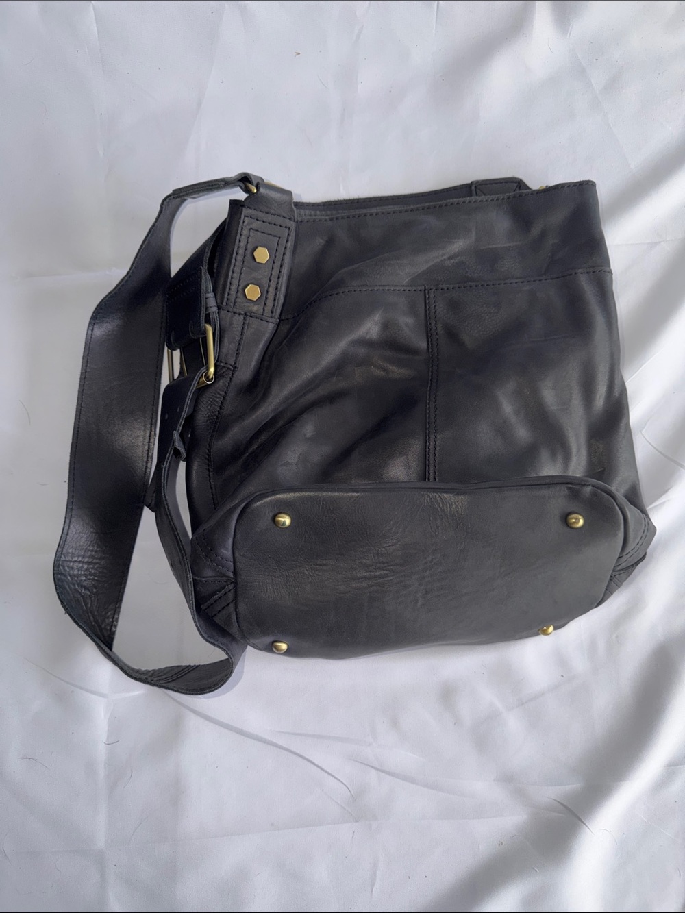 Artisan Ny Black Leather Hobo with Gold Stud Accents
